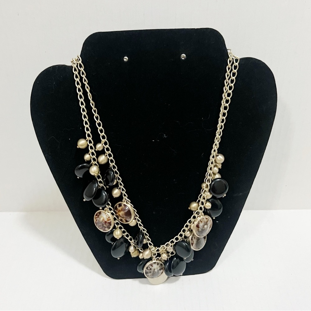 Talbots Gold Black Statement Elegant Necklace - image 2